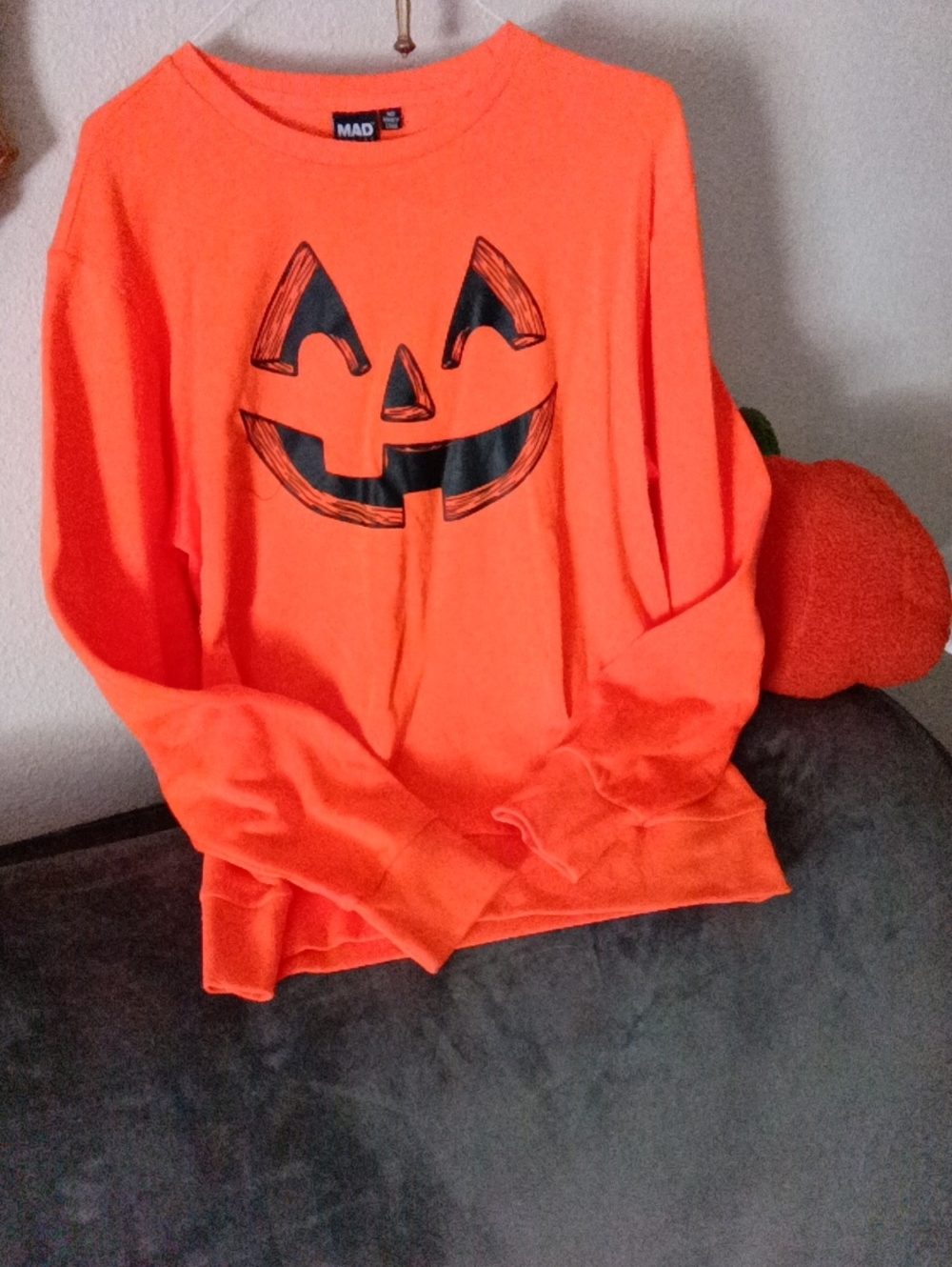 MAD Engine Neon Orange Kids Jack-O'-Lantern Sweatshirt